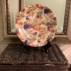 Vintage 7 3/8” 'A Special Place' Fruit Chintz Plate with Gold Rim
